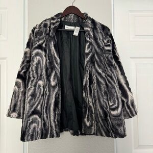 VINTAGE Alfred Dunner • Jacket • Faux Fur • Black White • Size 16 • Very Soft